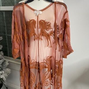 57. Shyanne Embroidered Lace Long Kimono